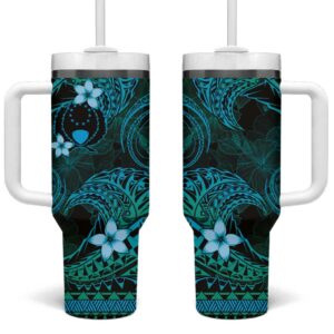 FSM Pohnpei State Tribal Ocean Custom Stanley Quencher 40oz Stainless Steel Tumbler With Handle - Threewoofs