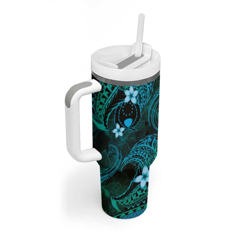 FSM Pohnpei State Tribal Ocean Custom Stanley Quencher 40oz Stainless Steel Tumbler With Handle - Threewoofs - Image 2