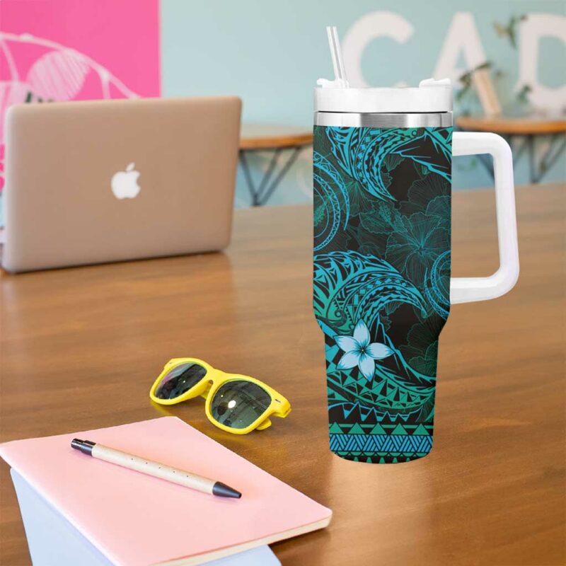 FSM Pohnpei State Tribal Ocean Custom Stanley Quencher 40oz Stainless Steel Tumbler With Handle - Threewoofs - Image 5