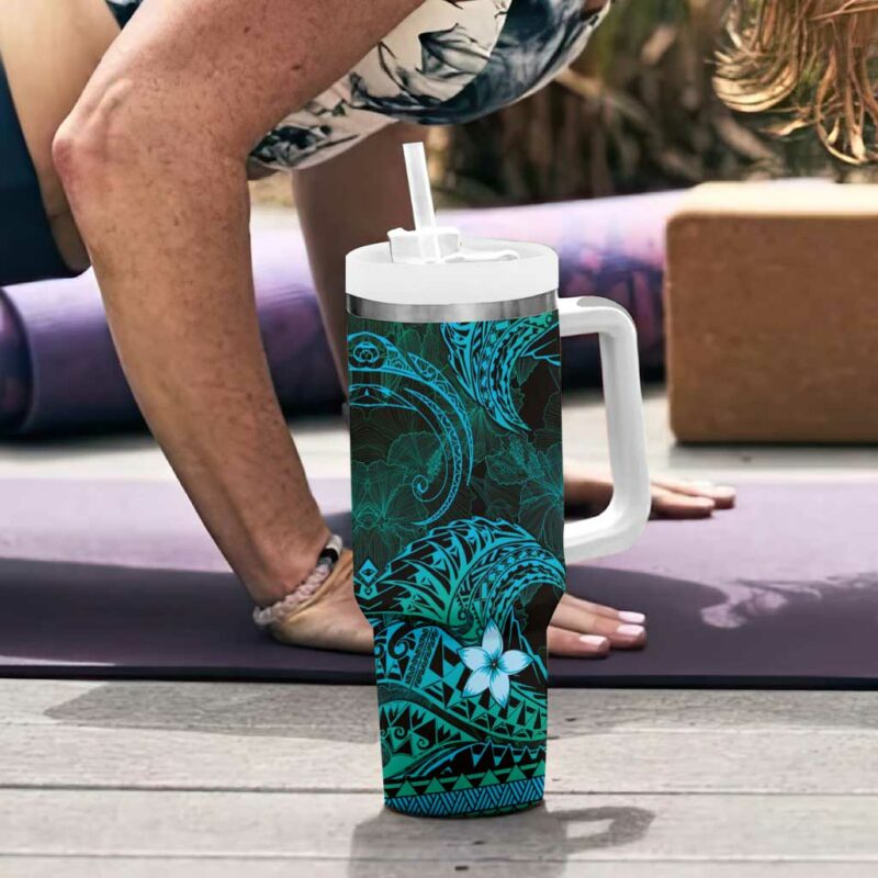FSM Pohnpei State Tribal Ocean Custom Stanley Quencher 40oz Stainless Steel Tumbler With Handle - Threewoofs - Image 6