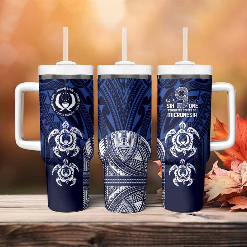 FSM Pohnpei States Custom Stanley Quencher 40oz Stainless Steel Tumbler With Handle - Threewoofs - Image 4