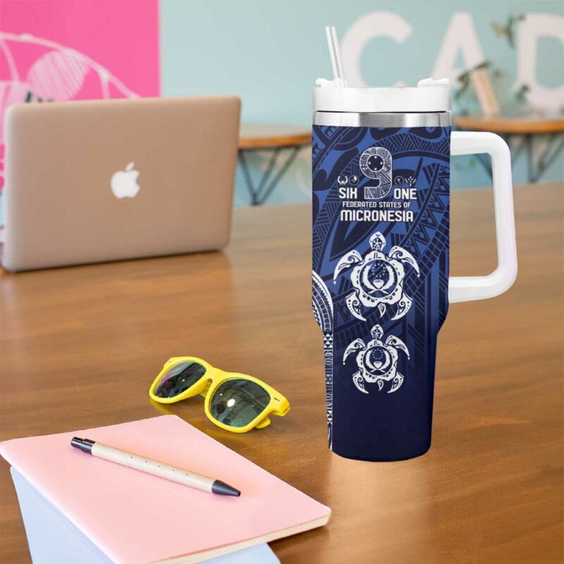 FSM Pohnpei States Custom Stanley Quencher 40oz Stainless Steel Tumbler With Handle - Threewoofs - Image 5