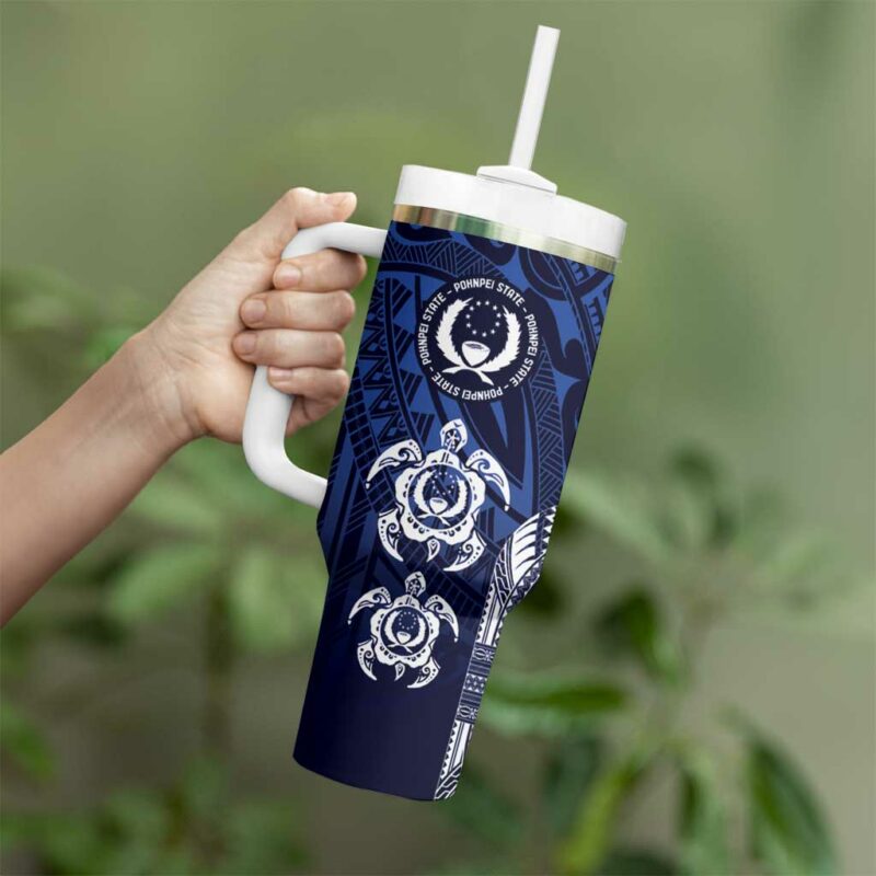 FSM Pohnpei States Custom Stanley Quencher 40oz Stainless Steel Tumbler With Handle - Threewoofs - Image 3