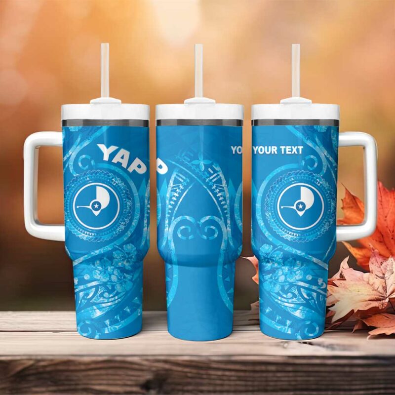 FSM Yap Ocean Floral Custom Stanley Quencher 40oz Stainless Steel Tumbler With Handle - Threewoofs - Image 4