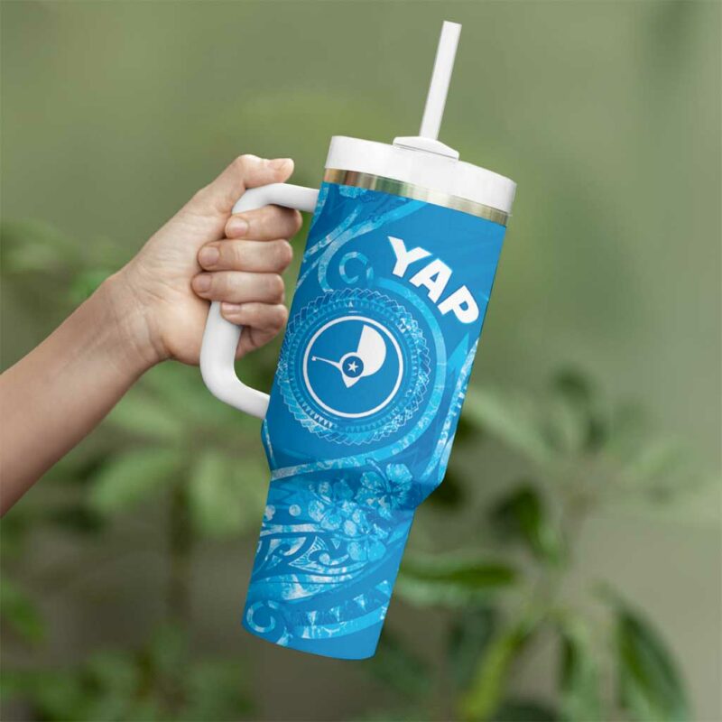 FSM Yap Ocean Floral Custom Stanley Quencher 40oz Stainless Steel Tumbler With Handle - Threewoofs - Image 3