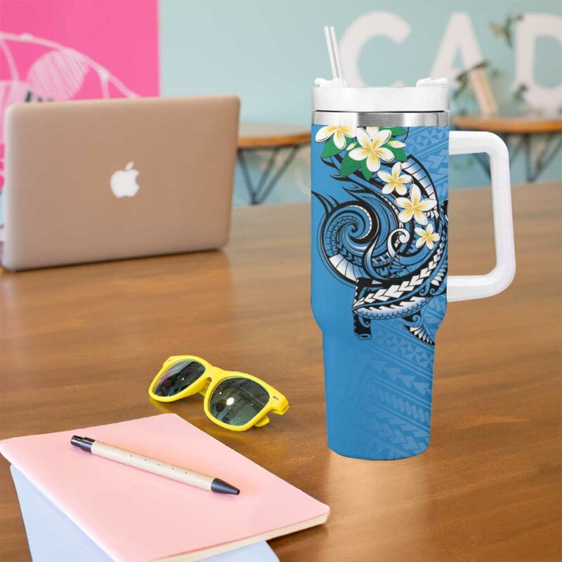 FSM Yap State Polynesian Shark Tattoo Custom Stanley Quencher 40oz Stainless Steel Tumbler With Handle - Threewoofs - Image 5