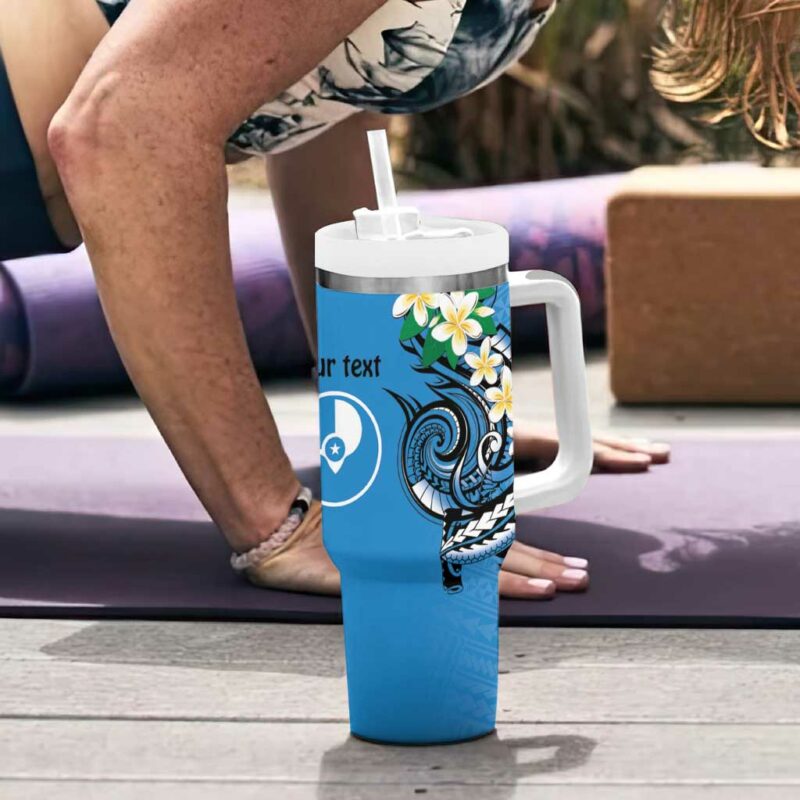 FSM Yap State Polynesian Shark Tattoo Custom Stanley Quencher 40oz Stainless Steel Tumbler With Handle - Threewoofs - Image 6
