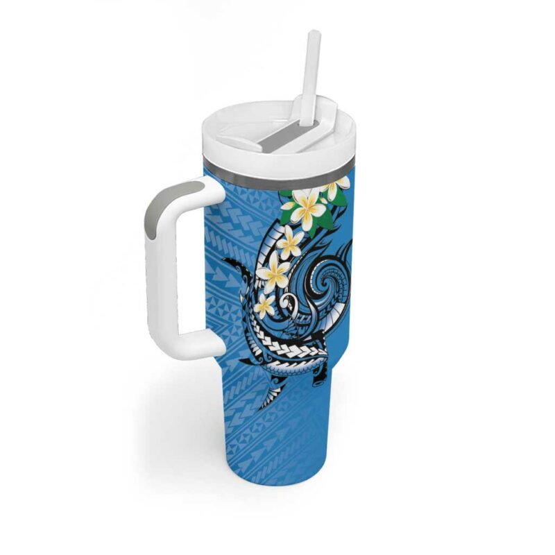 FSM Yap State Polynesian Shark Tattoo Custom Stanley Quencher 40oz Stainless Steel Tumbler With Handle - Threewoofs - Image 2