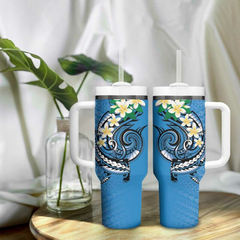 FSM Yap State Polynesian Shark Tattoo Custom Stanley Quencher 40oz Stainless Steel Tumbler With Handle - Threewoofs - Image 9