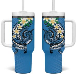 FSM Yap State Polynesian Shark Tattoo Custom Stanley Quencher 40oz Stainless Steel Tumbler With Handle - Threewoofs