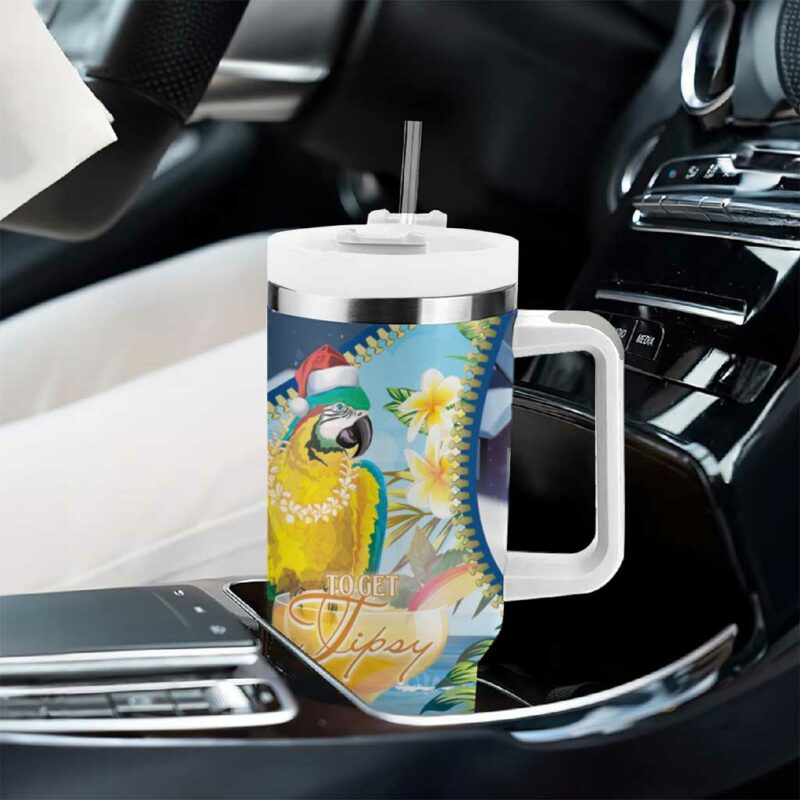 Funny Tropical Christmas Tis The Season To Get Tipsy Custom Stanley Quencher 40oz Stainless Steel Tumbler With Handle - Threewoofs - Image 8