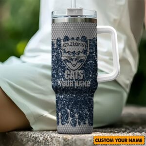 Geelong Cats AFL Sports Glitter Custom Stanley Quencher 40oz Stainless Steel Tumbler With Handle - Threewoofs