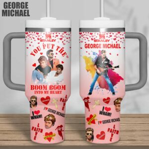 George Michael Music Custom Stanley Quencher 40oz Stainless Steel Tumbler With Handle - Threewoofs