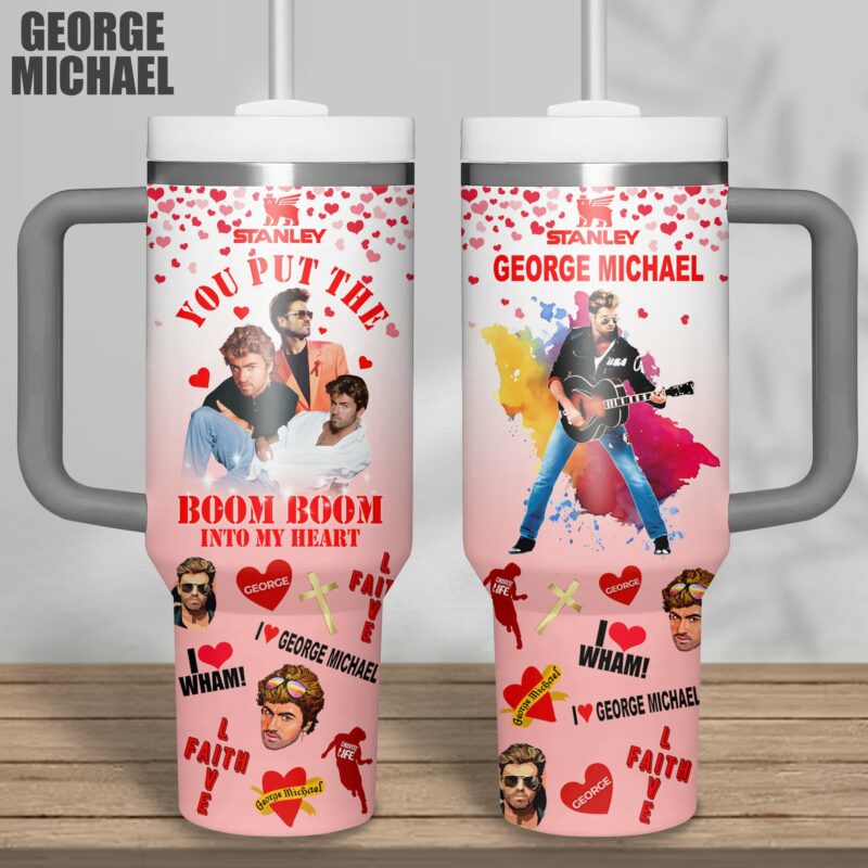 George Michael Music Custom Stanley Quencher 40oz Stainless Steel Tumbler With Handle - Threewoofs