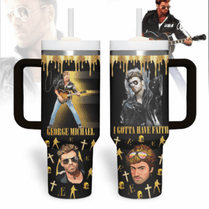 George Michael Music Custom Stanley Quencher 40oz Stainless Steel Tumbler With Handle - Threewoofs