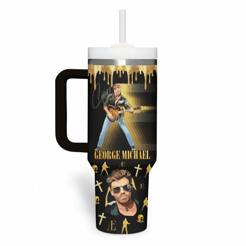 George Michael Music Custom Stanley Quencher 40oz Stainless Steel Tumbler With Handle - Threewoofs - Image 2