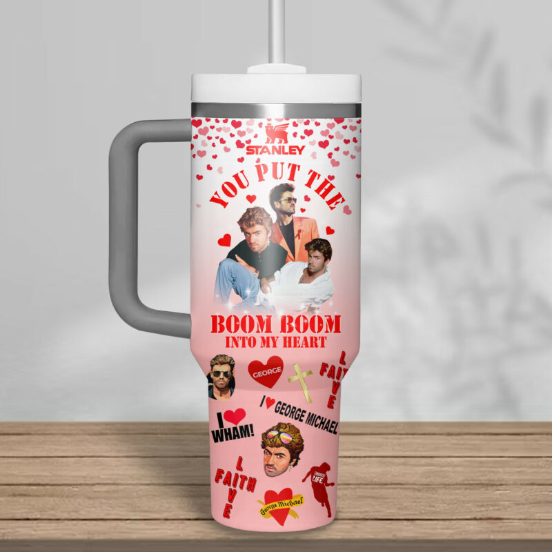 George Michael Music Custom Stanley Quencher 40oz Stainless Steel Tumbler With Handle - Threewoofs - Image 2