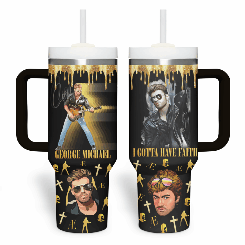 George Michael Music Custom Stanley Quencher 40oz Stainless Steel Tumbler With Handle - Threewoofs - Image 4