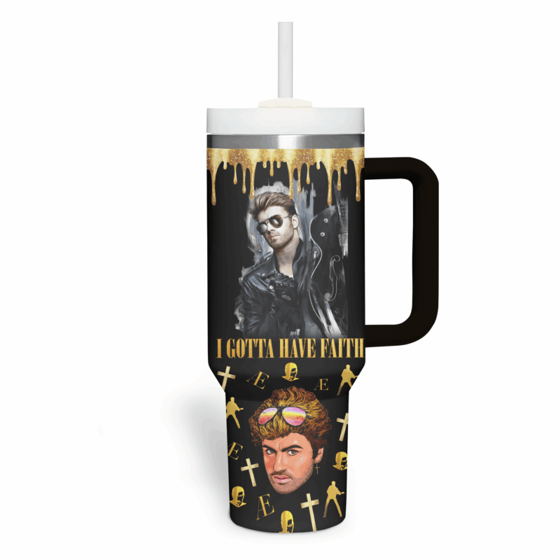 George Michael Music Custom Stanley Quencher 40oz Stainless Steel Tumbler With Handle - Threewoofs - Image 3