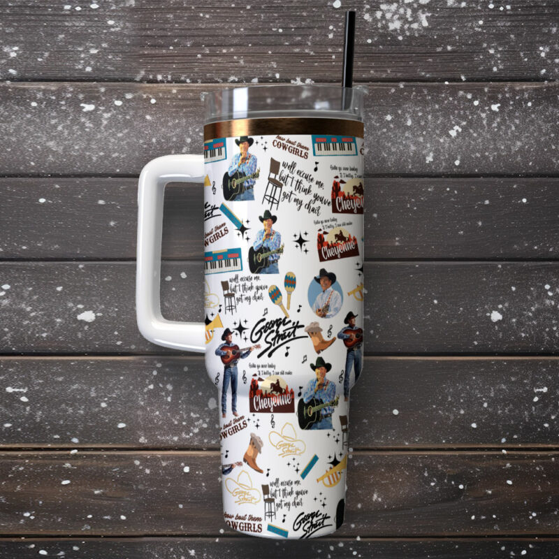 George Strait Music Custom Stanley Quencher 40oz Stainless Steel Tumbler With Handle - Threewoofs - Image 2