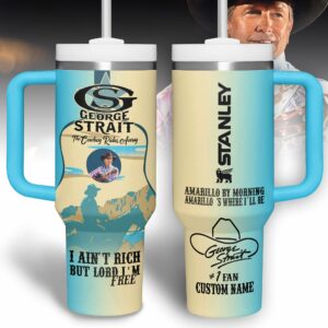 George Strait Music Custom Stanley Quencher 40oz Stainless Steel Tumbler With Handle - Threewoofs