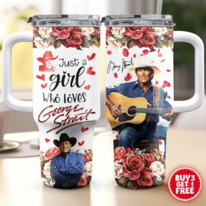 George Strait Music Custom Stanley Quencher 40oz Stainless Steel Tumbler With Handle - Threewoofs