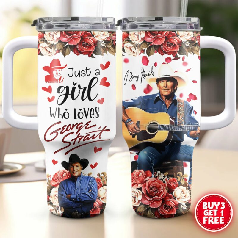 George Strait Music Custom Stanley Quencher 40oz Stainless Steel Tumbler With Handle - Threewoofs