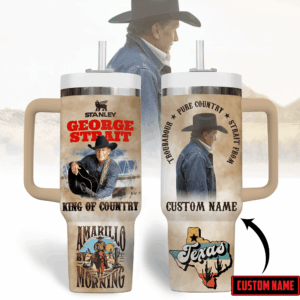 George Strait Music Custom Stanley Quencher 40oz Stainless Steel Tumbler With Handle - Threewoofs