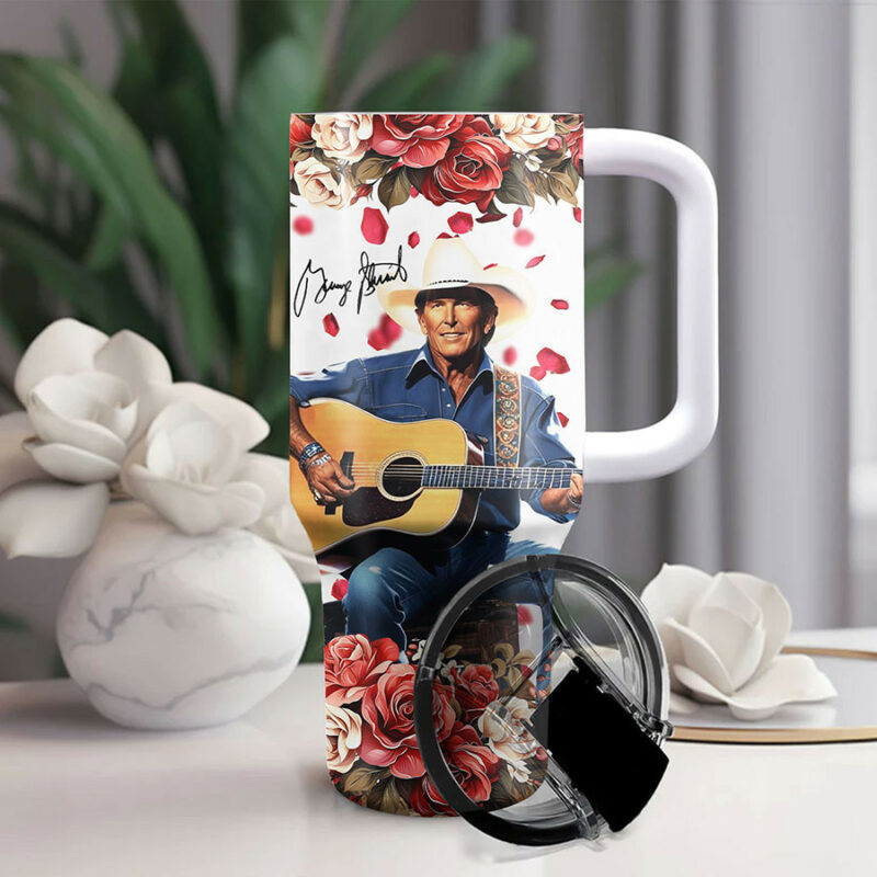 George Strait Music Custom Stanley Quencher 40oz Stainless Steel Tumbler With Handle - Threewoofs - Image 3