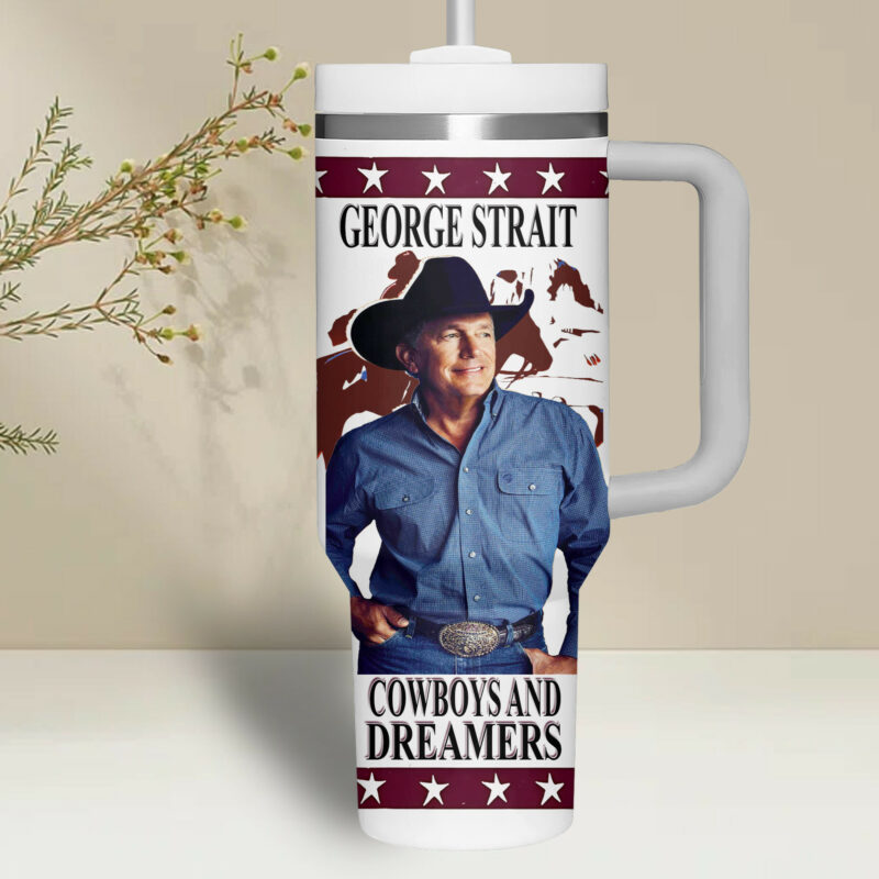 George Strait Music Custom Stanley Quencher 40oz Stainless Steel Tumbler With Handle - Threewoofs - Image 3