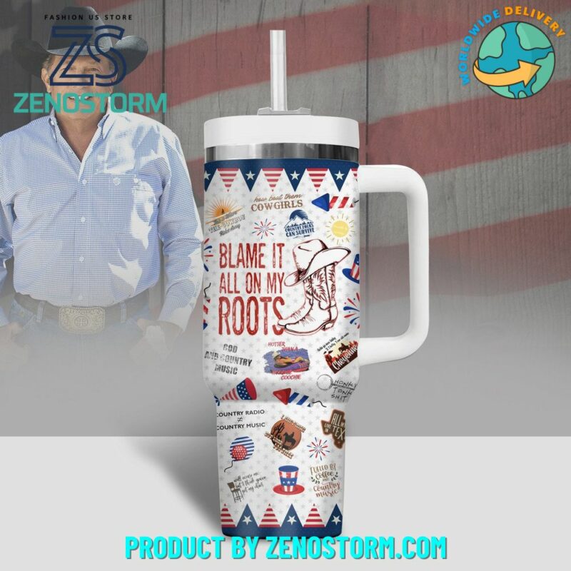 George Strait Music Custom Stanley Quencher 40oz Stainless Steel Tumbler With Handle - Threewoofs - Image 3
