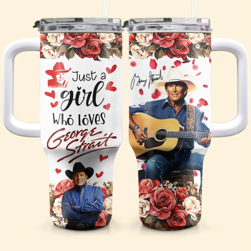 George Strait Music Custom Stanley Quencher 40oz Stainless Steel Tumbler With Handle - Threewoofs - Image 4