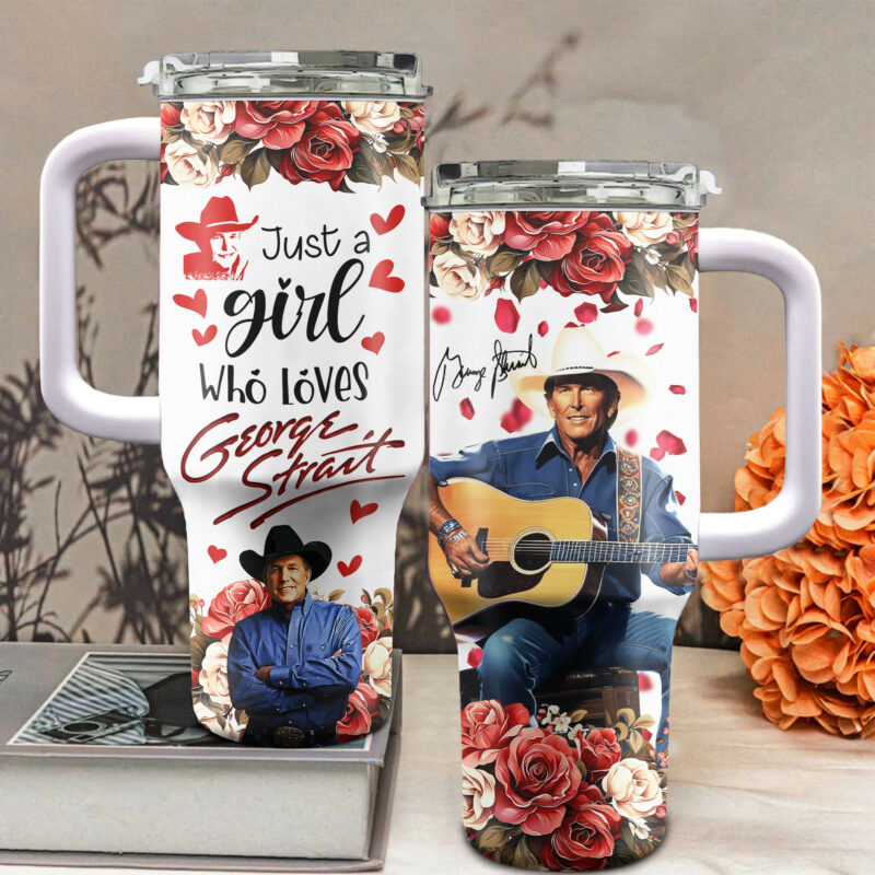 George Strait Music Custom Stanley Quencher 40oz Stainless Steel Tumbler With Handle - Threewoofs - Image 2