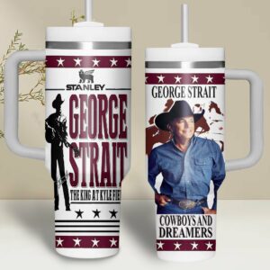 George Strait Music Custom Stanley Quencher 40oz Stainless Steel Tumbler With Handle - Threewoofs