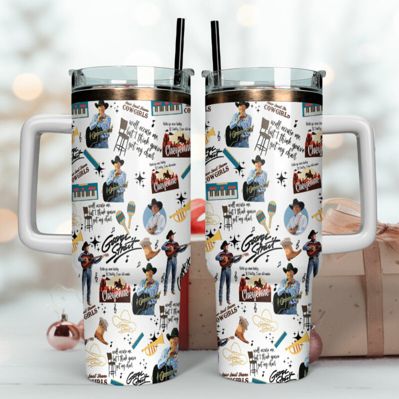 George Strait Music Custom Stanley Quencher 40oz Stainless Steel Tumbler With Handle - Threewoofs - Image 4
