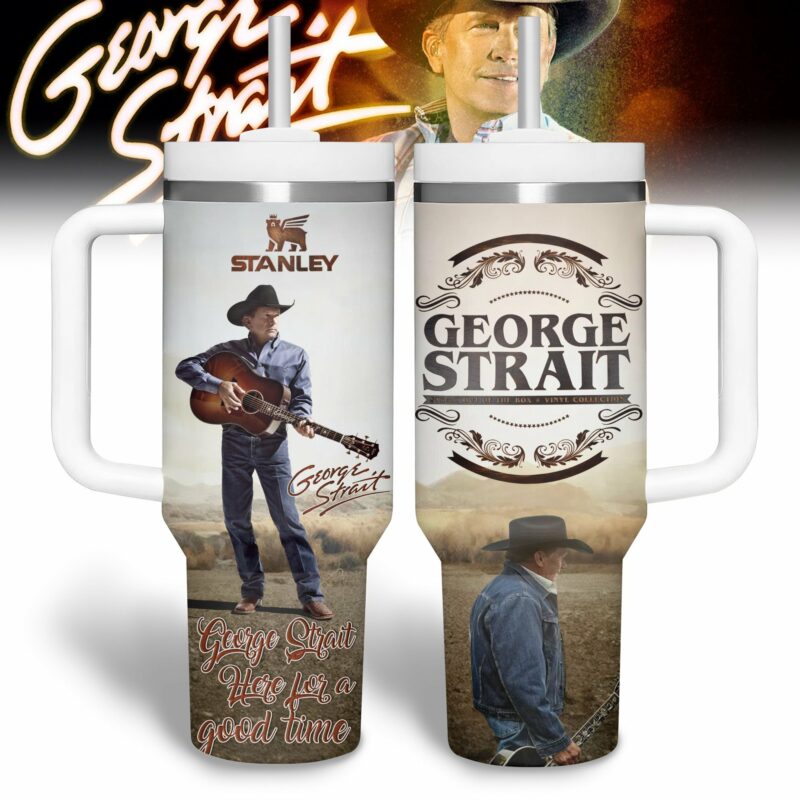 George Strait Music Custom Stanley Quencher 40oz Stainless Steel Tumbler With Handle - Threewoofs