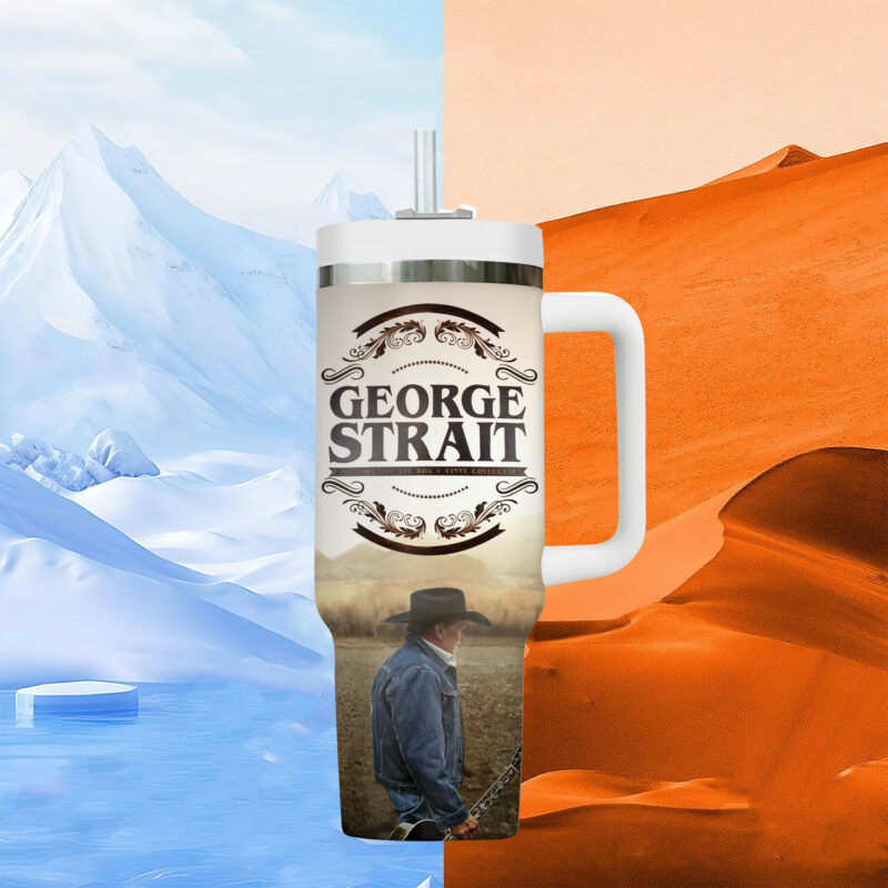 George Strait Music Custom Stanley Quencher 40oz Stainless Steel Tumbler With Handle - Threewoofs - Image 3