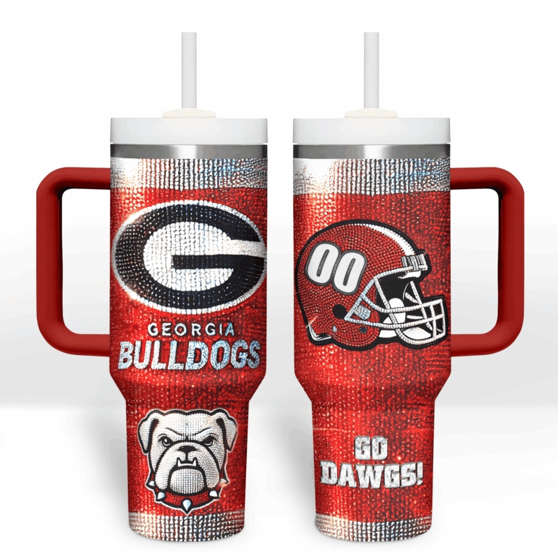 Georgia Bulldogs NCAA Custom Stanley Quencher 40oz Stainless Steel Tumbler With Handle - Threewoofs - Image 4