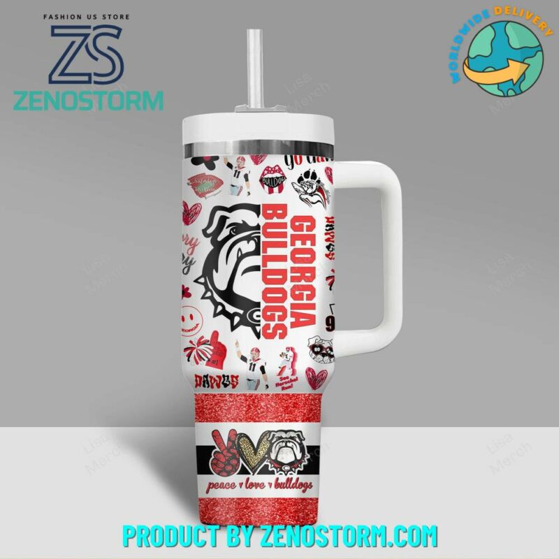 Georgia Bulldogs NCAA Custom Stanley Quencher 40oz Stainless Steel Tumbler With Handle - Threewoofs - Image 2