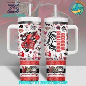 Georgia Bulldogs NCAA Custom Stanley Quencher 40oz Stainless Steel Tumbler With Handle - Threewoofs