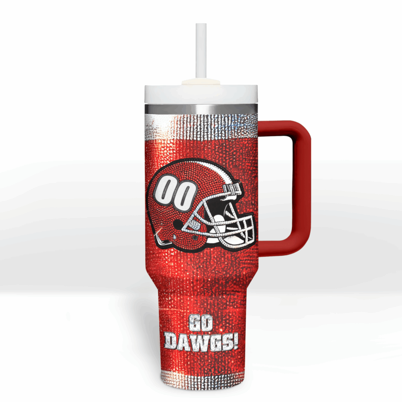 Georgia Bulldogs NCAA Custom Stanley Quencher 40oz Stainless Steel Tumbler With Handle - Threewoofs - Image 3