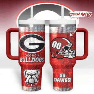 Georgia Bulldogs NCAA Custom Stanley Quencher 40oz Stainless Steel Tumbler With Handle - Threewoofs