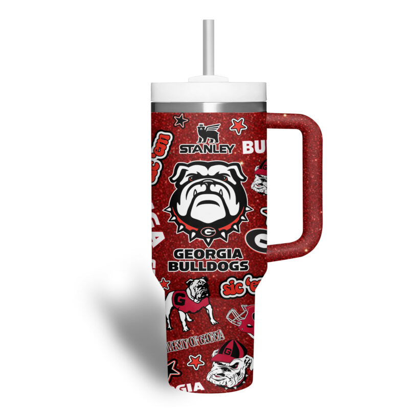 Georgia Bulldogs NCAA Sports Custom Stanley Quencher 40oz Stainless Steel Tumbler With Handle - Threewoofs - Image 5