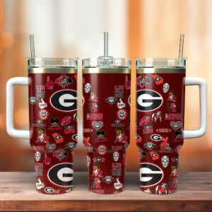 Georgia Bulldogs NCAA Sports Custom Stanley Quencher 40oz Stainless Steel Tumbler With Handle - Threewoofs