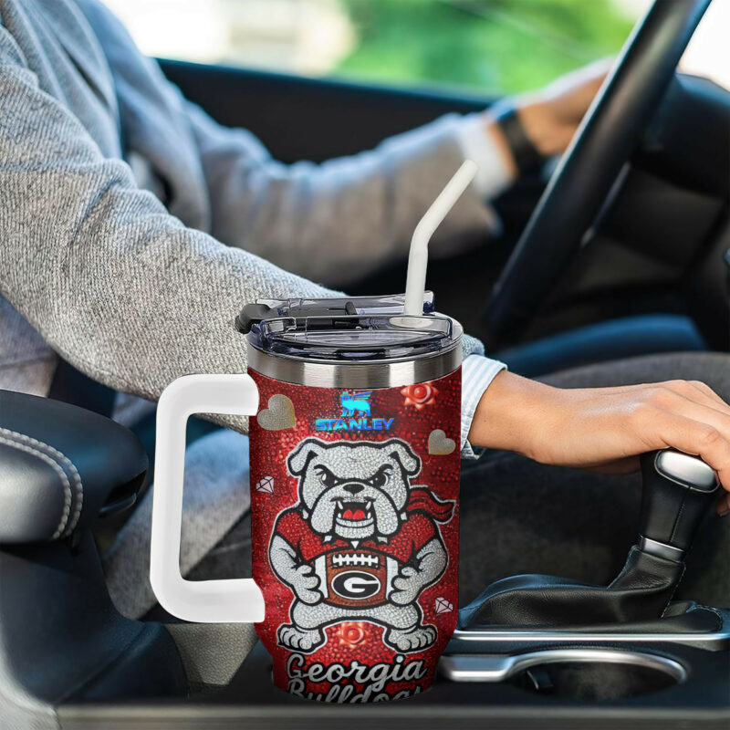 Georgia Bulldogs NCAA Sports Custom Stanley Quencher 40oz Stainless Steel Tumbler With Handle - Threewoofs - Image 4