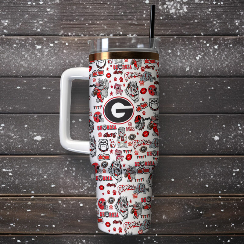 Georgia Bulldogs NCAA Sports Custom Stanley Quencher 40oz Stainless Steel Tumbler With Handle - Threewoofs - Image 2