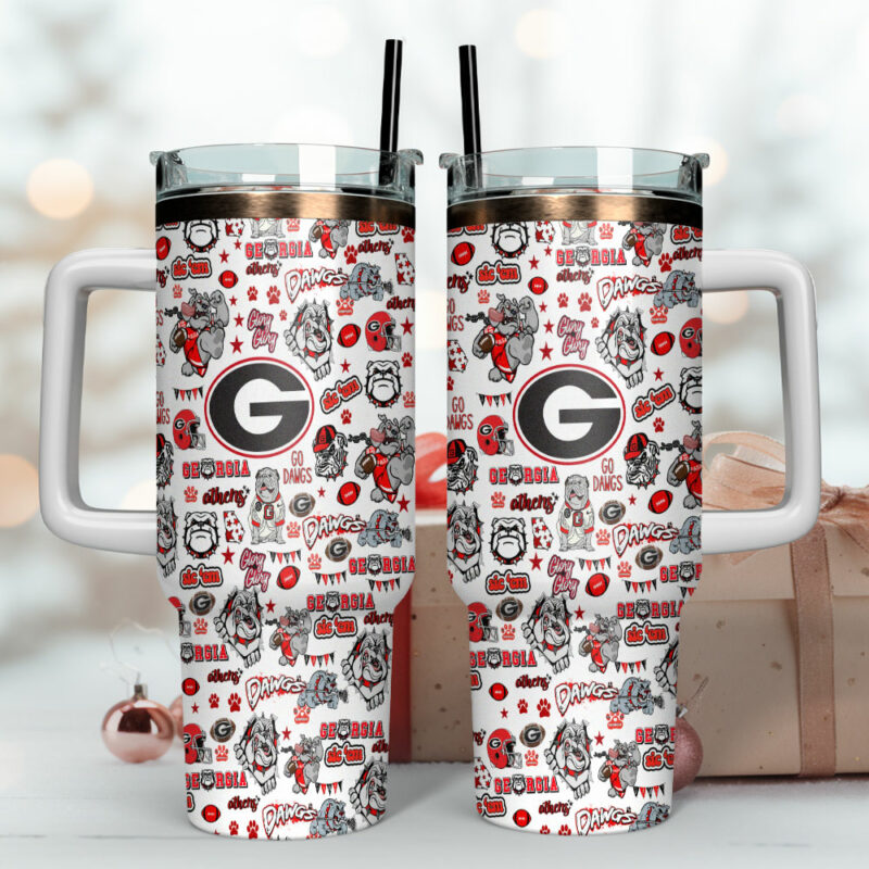 Georgia Bulldogs NCAA Sports Custom Stanley Quencher 40oz Stainless Steel Tumbler With Handle - Threewoofs - Image 4