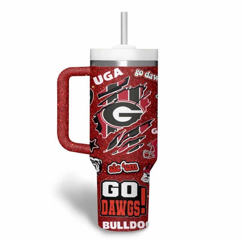 Georgia Bulldogs NCAA Sports Custom Stanley Quencher 40oz Stainless Steel Tumbler With Handle - Threewoofs - Image 2