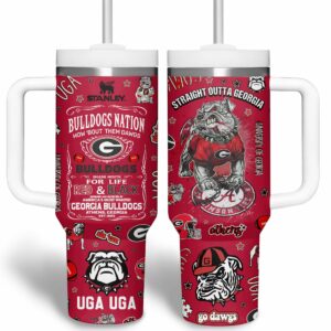Georgia Bulldogs NCAA Sports Custom Stanley Quencher 40oz Stainless Steel Tumbler With Handle - Threewoofs