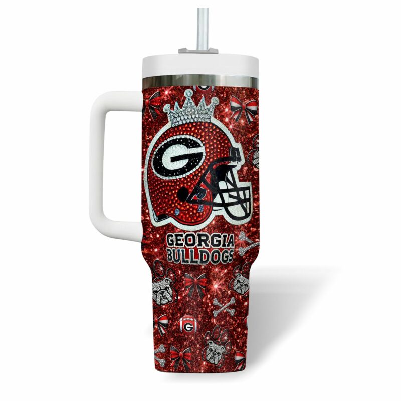 Georgia Bulldogs NCAA Sports Custom Stanley Quencher 40oz Stainless Steel Tumbler With Handle - Threewoofs - Image 4